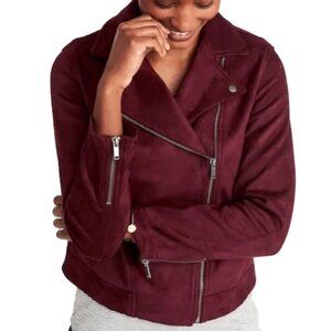 Old Navy Faux Suede Moto Jacket M Burgundy Purple